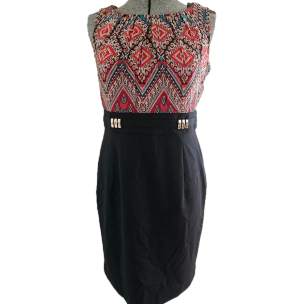 ALYX Contrast Patterned Shift Sleeveless Dress Gold Detail-Size 10